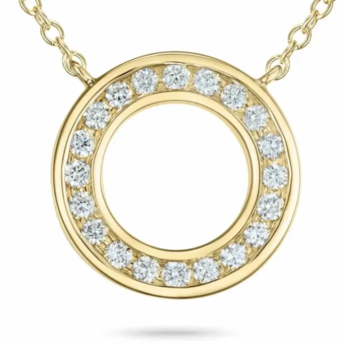 45 cm halskæde med vedhæng i 14 karat guld 0,20 ct