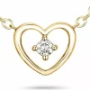 42 cm hjerte diamantvedhæng med halskæde i 14 karat guld 0,05 ct