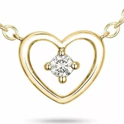 42 cm hjerte diamantvedhæng med halskæde i 14 karat guld 0,05 ct