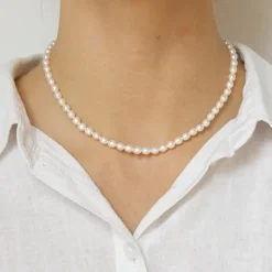 38 cm Perlehalskæde med ferskvandsperle.