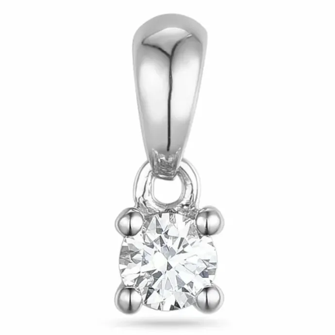 0,10 ct diamant solitairevedhæng i 14 karat hvidguld 0,10 ct