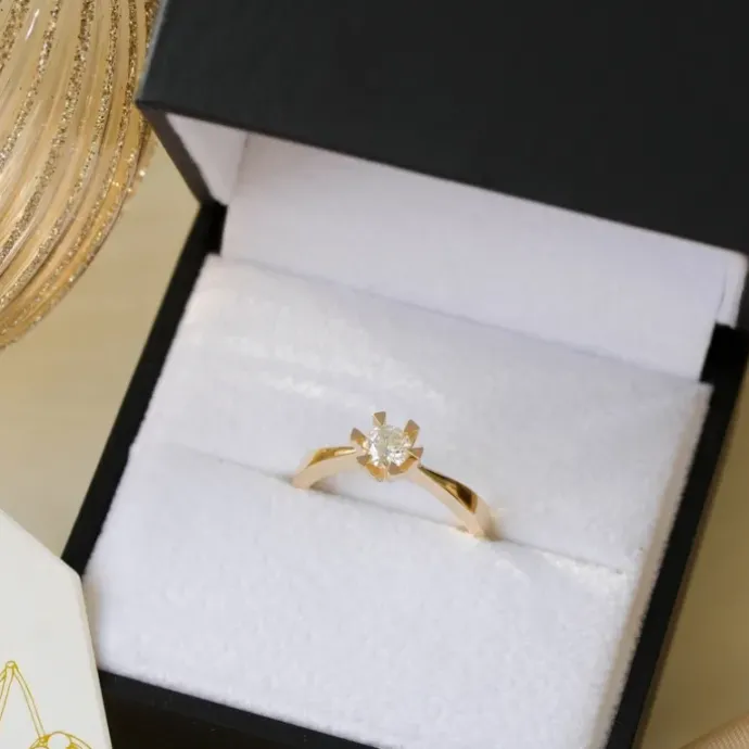 0,40 ct lab grown diamant ring i 14 karat guld 0,40 ct