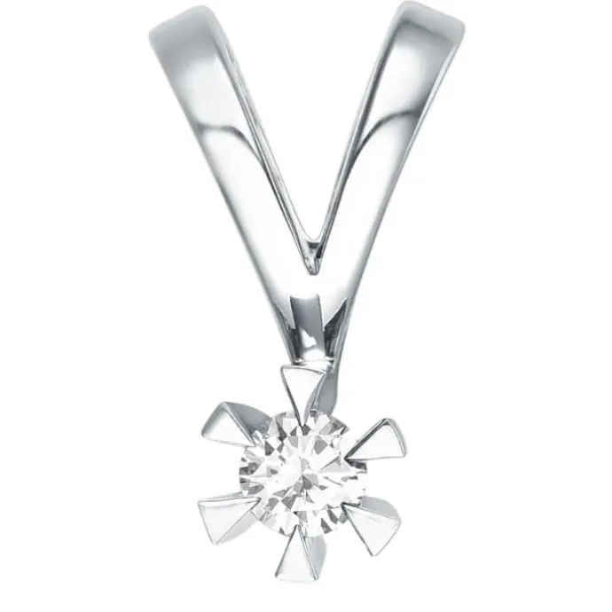 0,10 ct lab grown diamant vedhæng i 14 karat hvidguld 0,10 ct