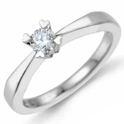 0,30 ct solitaire ring i 14 karat hvidguld