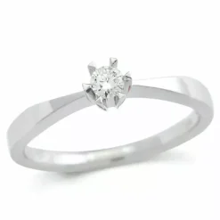 0,10 ct solitaire ring i 14 karat hvidguld