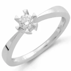 0,20 ct solitairering i 14 karat hvidguld