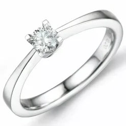0,20 ct solitairering i 14 karat hvidguld