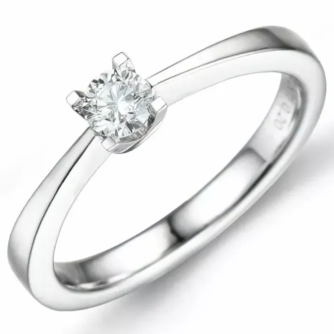 0,20 ct solitairering i 14 karat hvidguld