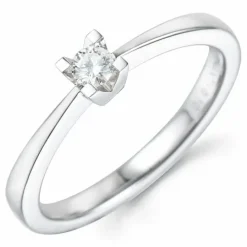 0,10 ct solitairering i 14 karat hvidguld