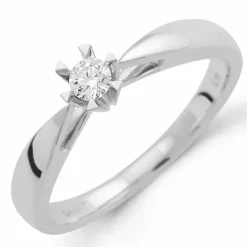 0,10 ct solitairering i 14 karat hvidguld