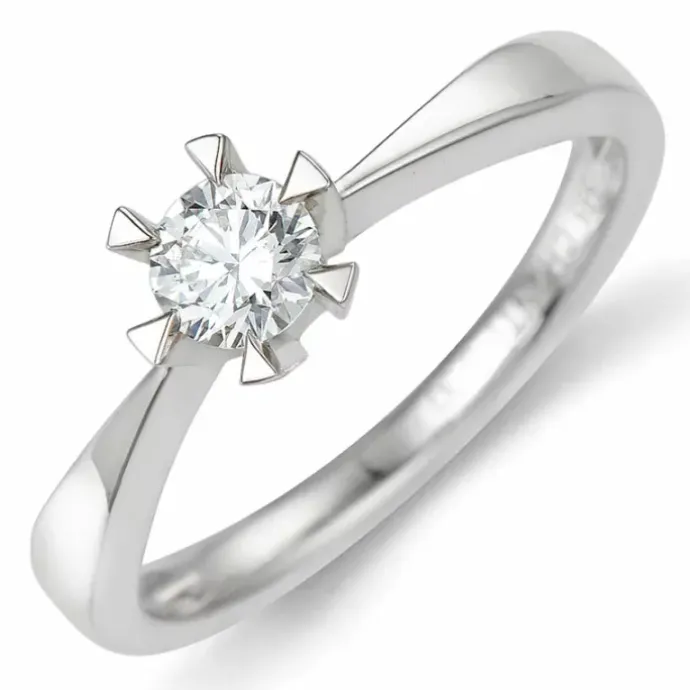 0,30 ct solitairering i 14 karat hvidguld