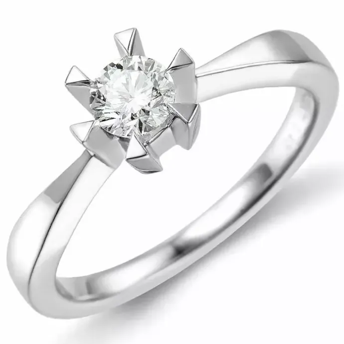 0,40 ct solitairering i 14 karat hvidguld