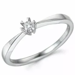 0,05 ct solitairering i 14 karat hvidguld