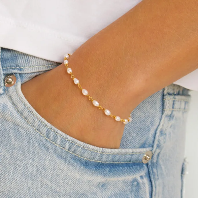 3 mm armbånd med ferskvandsperle