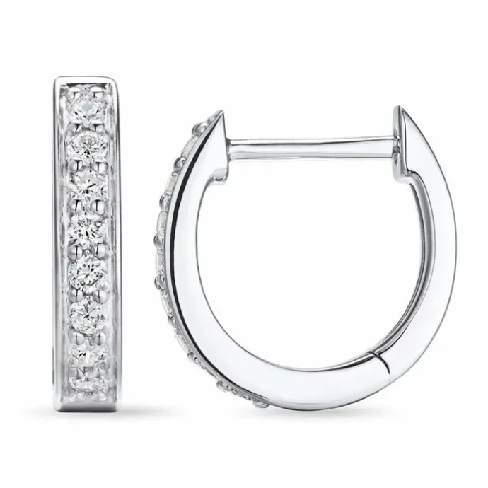 12 mm diamant creoler i 14 karat hvidguld med diamant