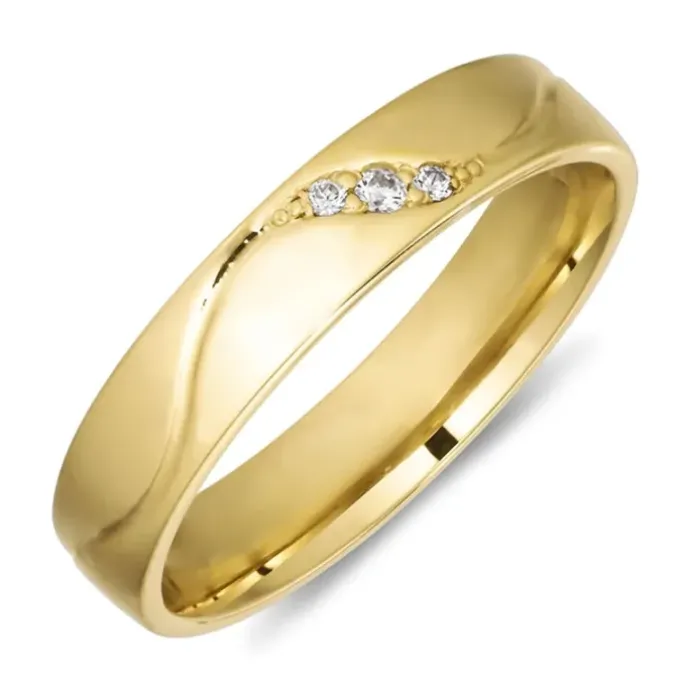 4 mm diamant vielsesring i 9 karat guld 0,008 ct og 0,015 ct