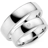 6 mm diamant vielsesringe i 9 karat hvidguld - sæt