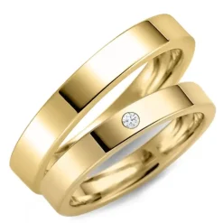 3 mm diamant vielsesringe i 9 karat guld - sæt
