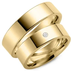 6 mm diamant vielsesringe i 9 karat guld - sæt