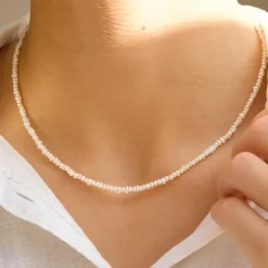 3 mm halskæde med ferskvandsperle