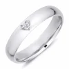 4 mm hjerte diamant vielsesring i 14 karat hvidguld 0,01 ct