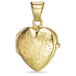 16 mm hjerte medaljon i 9 karat guld