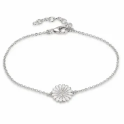 10 mm marguerit ankerarmbånd i rhodineret sølv med margueritvedhæng i sølv - Matilda