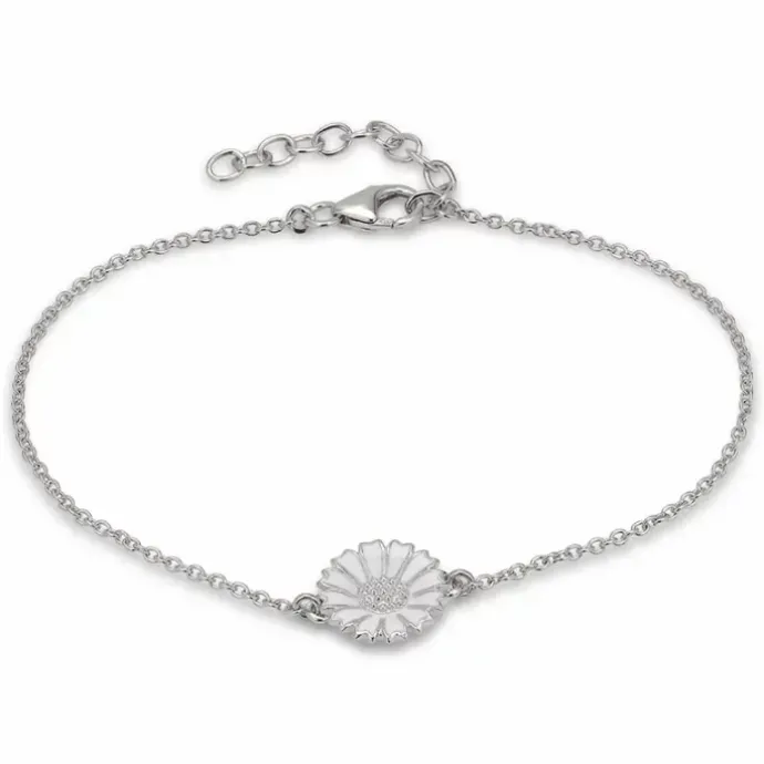 12 mm marguerit ankerarmbånd i rhodineret sølv - Marie