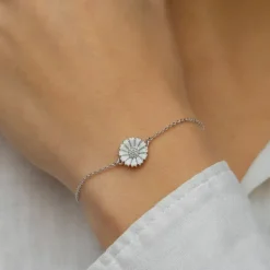 12 mm marguerit ankerarmbånd i rhodineret sølv - Marie