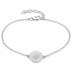 12 mm marguerit ankerarmbånd i rhodineret sølv med vedhæng i rhodineret sølv - Marie