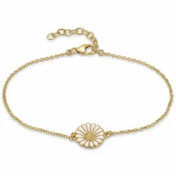 12 mm marguerit armbånd i forgyldt sølv med margueritvedhæng i forgyldt - Marie