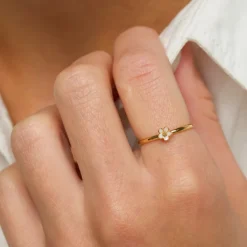4,5 mm marguerit blå ring i forgyldt sølv - Majse