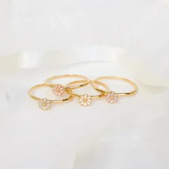 5 mm marguerit blå ring i forgyldt sølv - Maggie