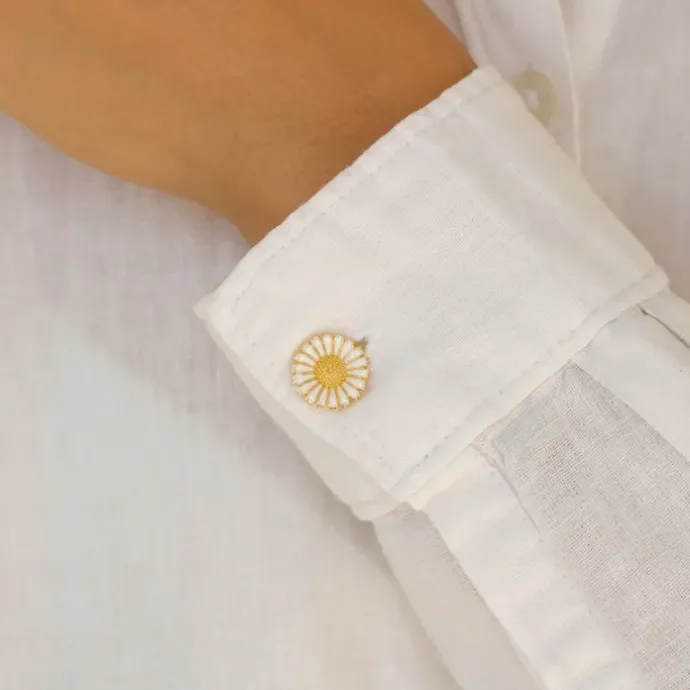 14 mm marguerit broche i forgyldt sølv - Marie