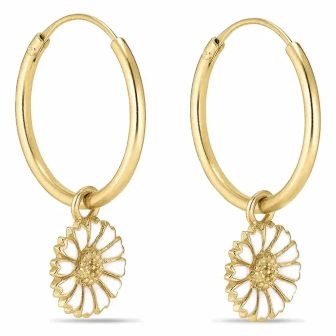 18 mm marguerit creoler i forgyldt sølv - Marie