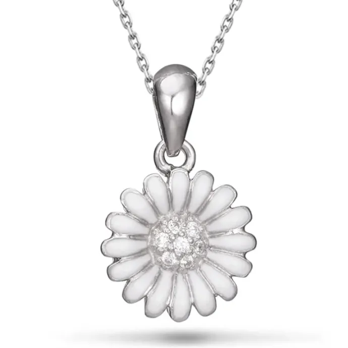 12 mm marguerit halskæde i sølv - Matilda