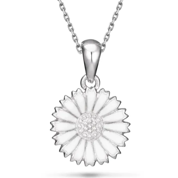 10 mm marguerit halskæde i sølv - Marie
