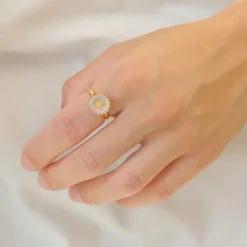 11 mm marguerit lilla ring i forgyldt sølv - Marie