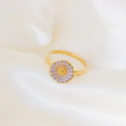 11 mm marguerit lilla ring i forgyldt sølv - Marie