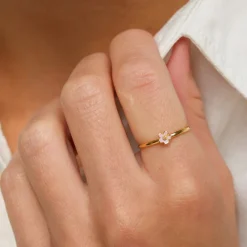 5 mm marguerit lilla ring i forgyldt sølv - Majse
