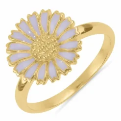 12 mm marguerit lilla ring i forgyldt sølv - Marie