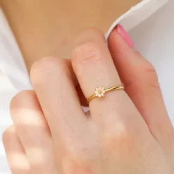 5 mm marguerit lyserød ring i forgyldt sølv - Maggie