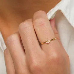 5 mm marguerit lyserød ring i forgyldt sølv - Majse