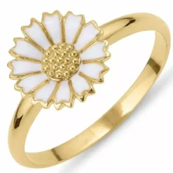 11 mm marguerit ring i forgyldt sølv - Marie