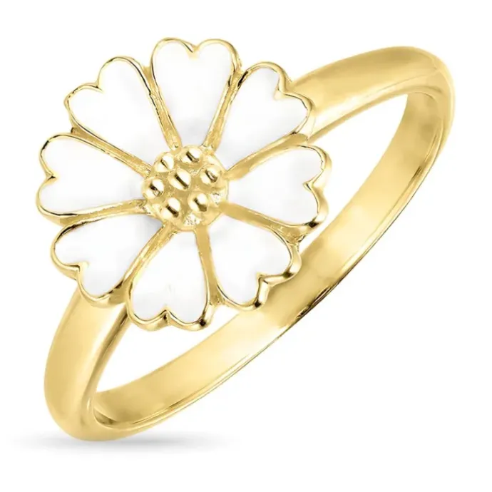 11 mm marguerit ring i forgyldt sølv - Magda