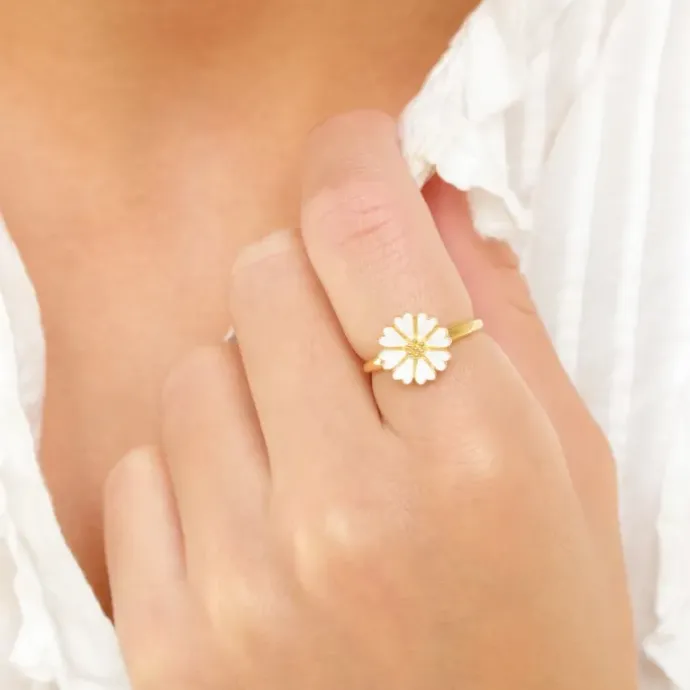 11 mm marguerit ring i forgyldt sølv - Magda