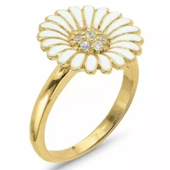 14 mm marguerit ring i forgyldt sølv - Matilda