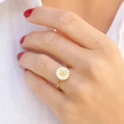 12 mm marguerit ring i forgyldt sølv - Marie