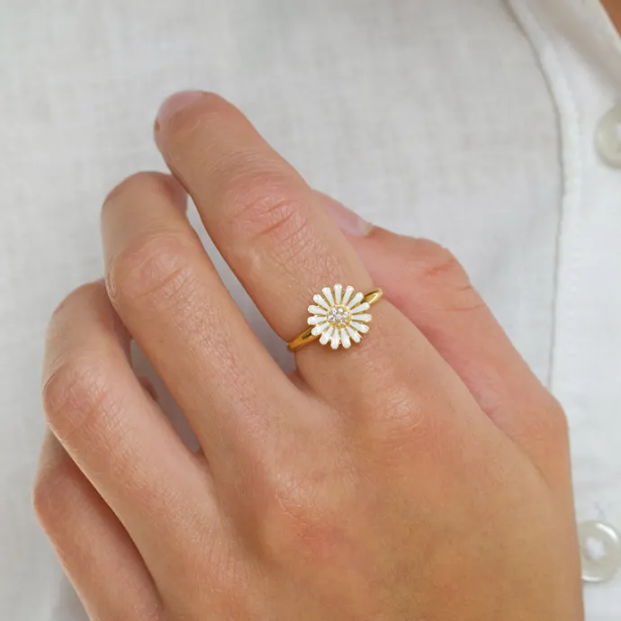 11 mm marguerit ring i forgyldt sølv - Matilda