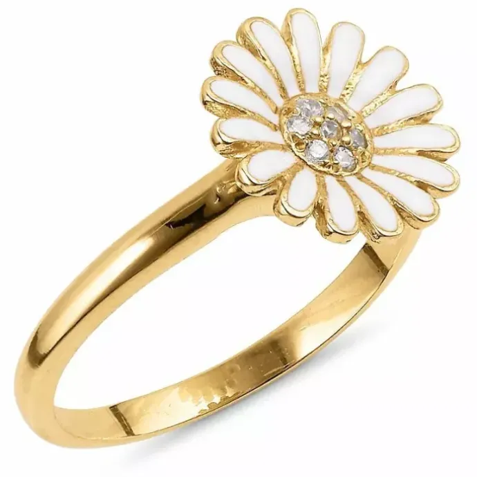 11 mm marguerit ring i forgyldt sølv - Matilda